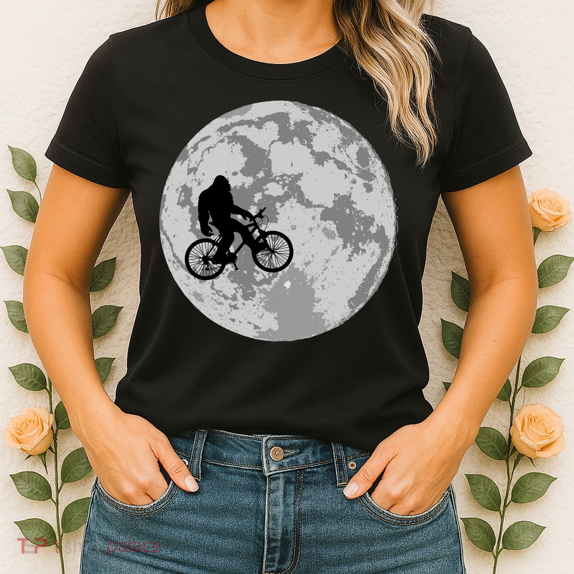 Bigfoot In The Moon Sasquatch Women's T-Shirt