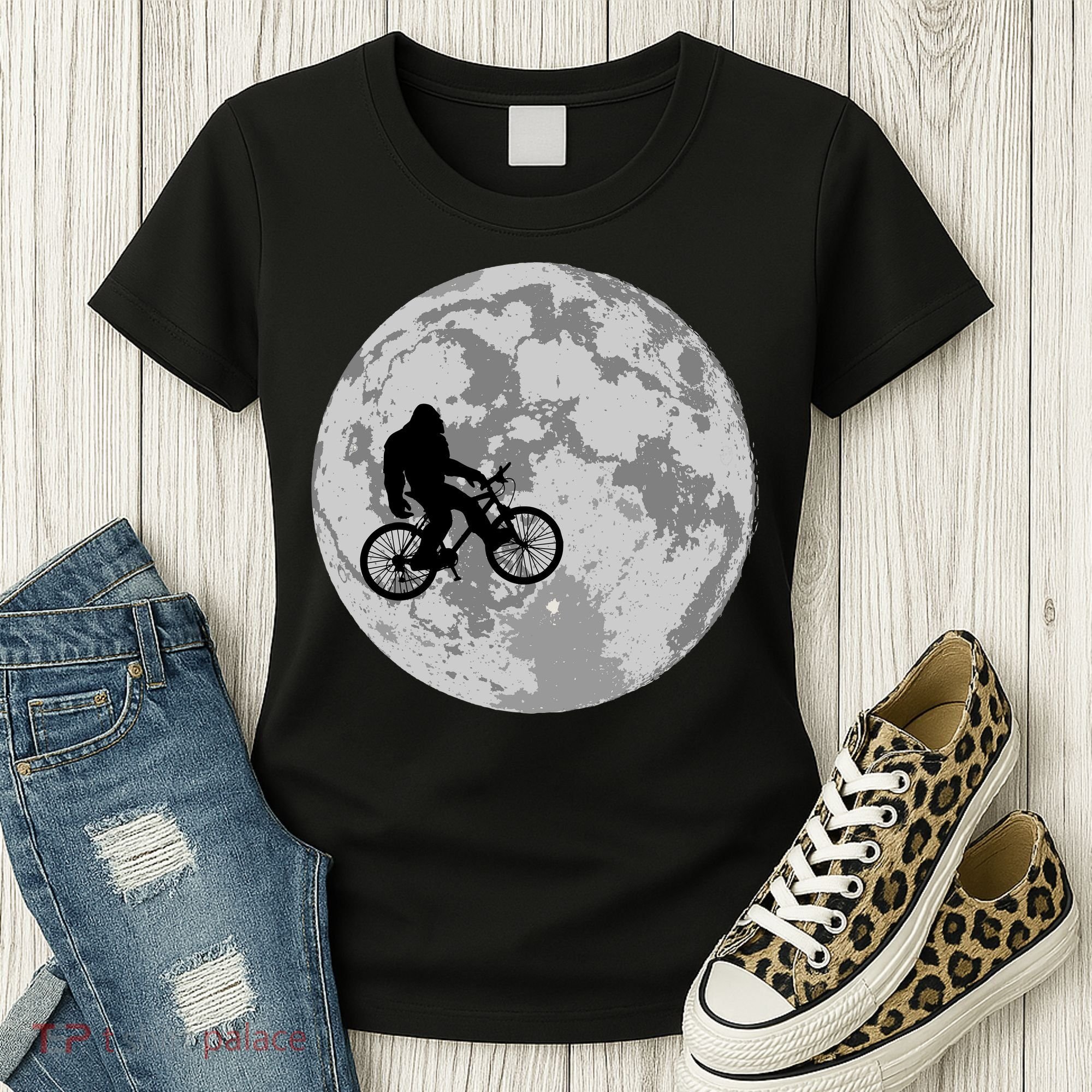 Bigfoot In The Moon Sasquatch Women's T-Shirt