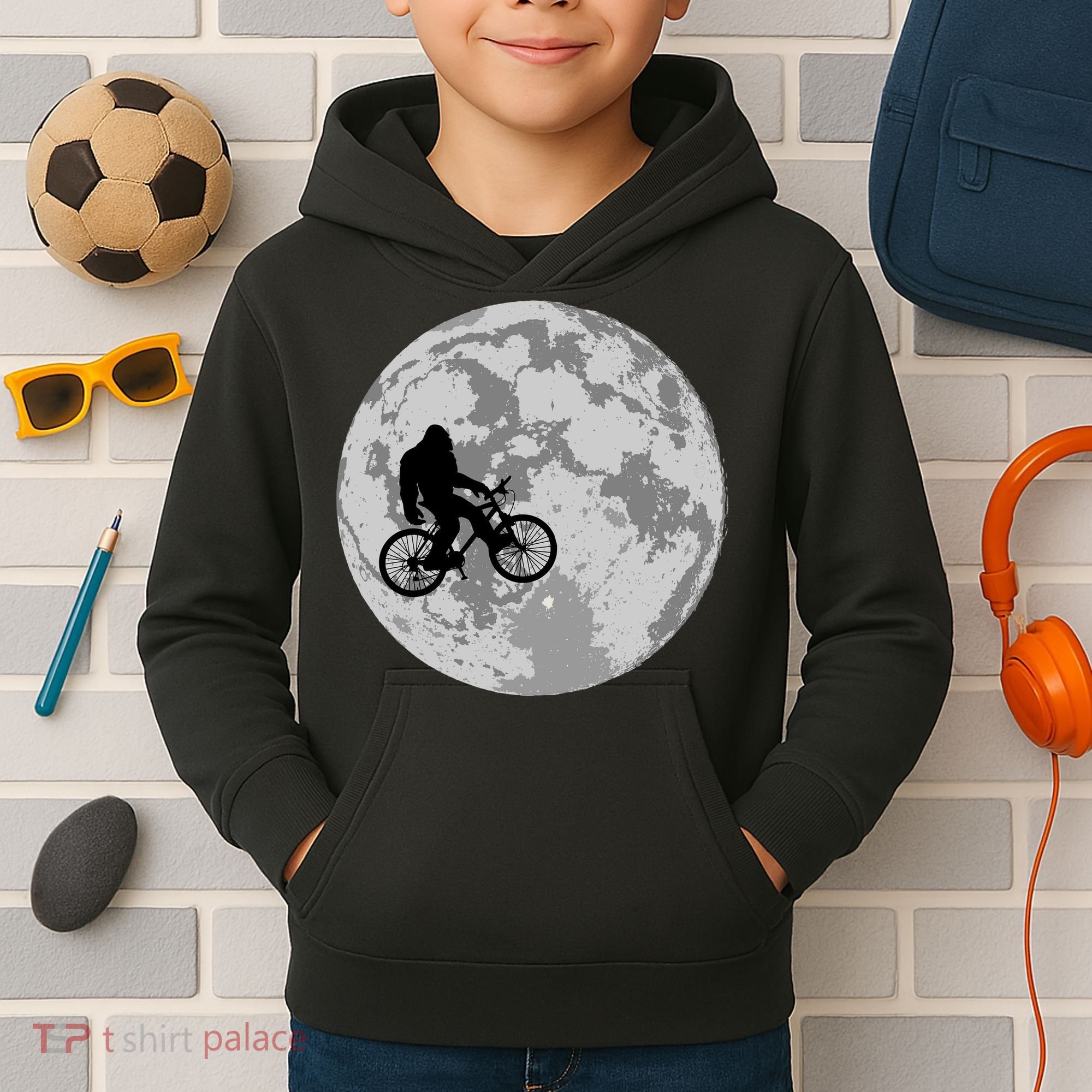 Bigfoot In The Moon Sasquatch Kids Hoodie