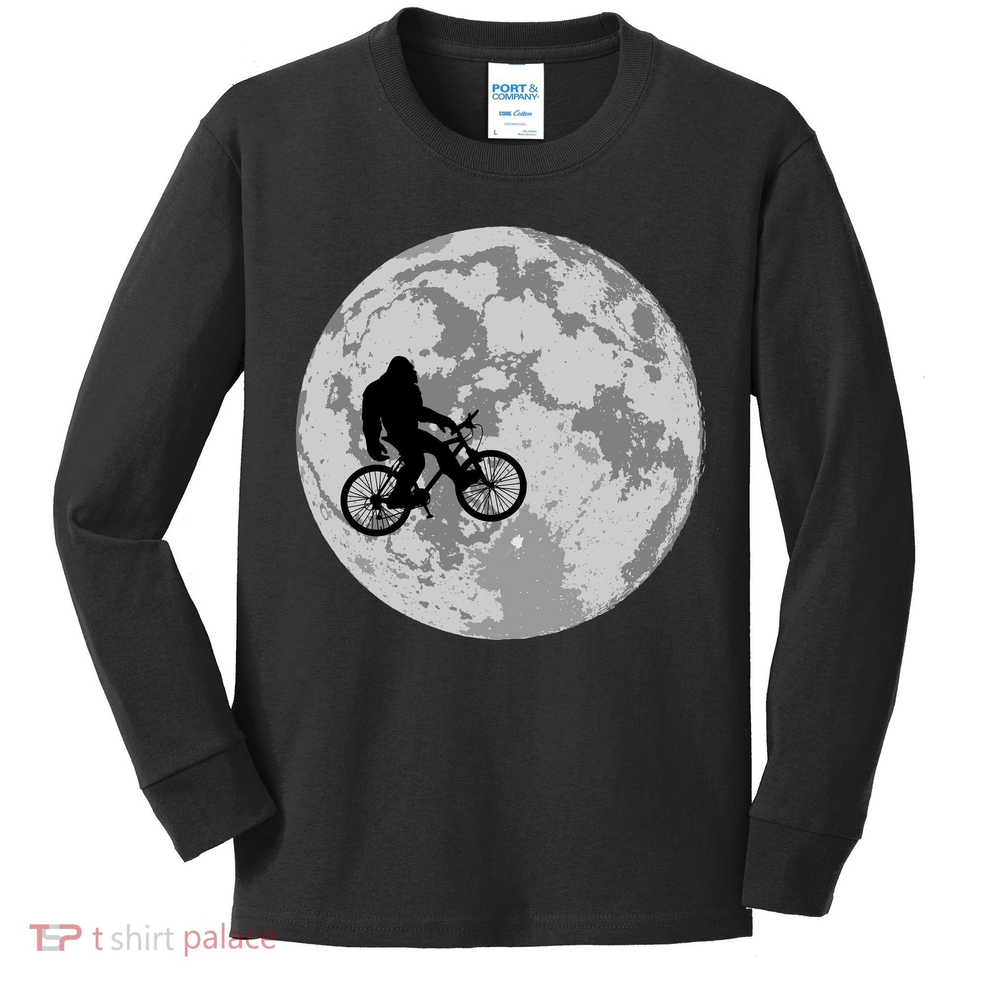 Bigfoot In The Moon Sasquatch Kids Long Sleeve Shirt