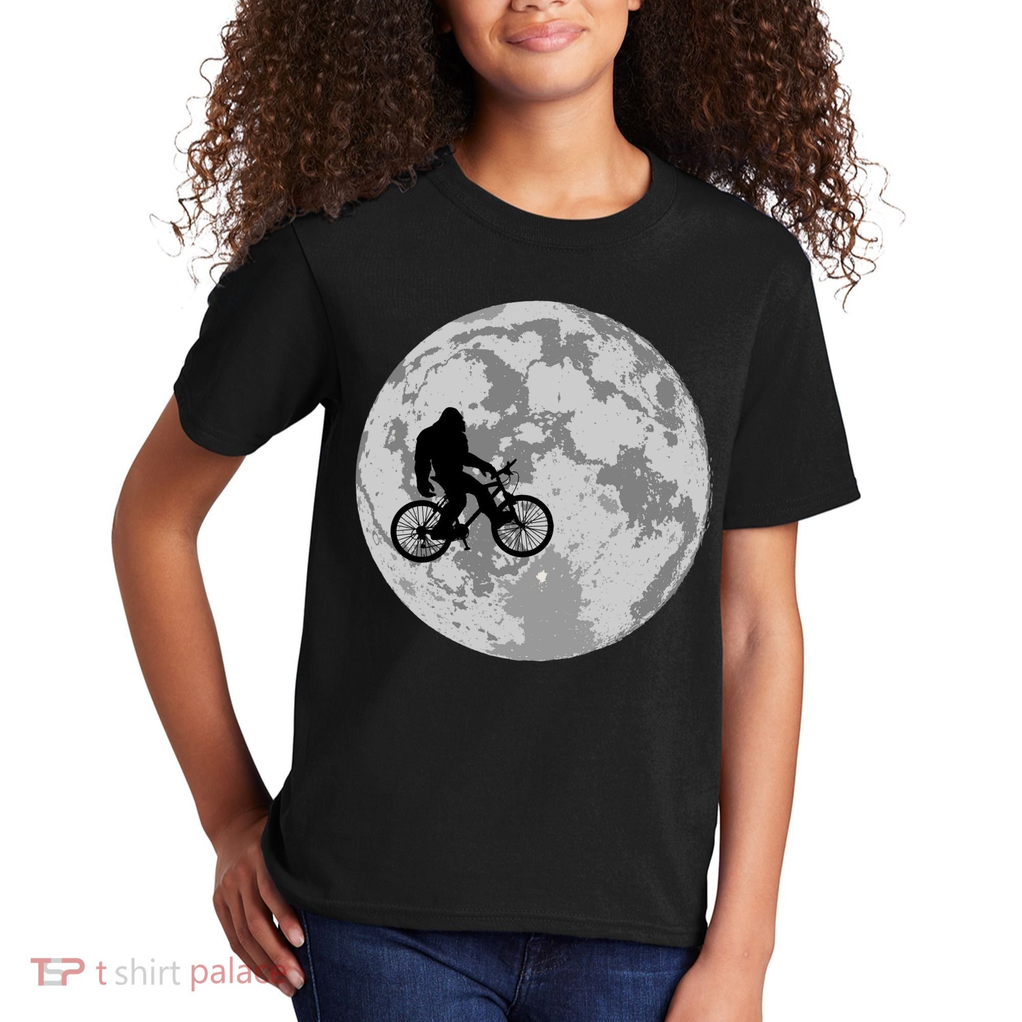 Bigfoot In The Moon Sasquatch Kids T-Shirt