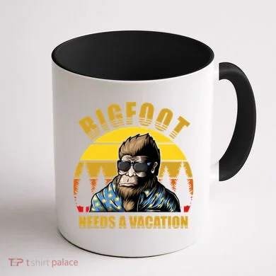 Bigfoot Needs A Vacation Coffee Mug back