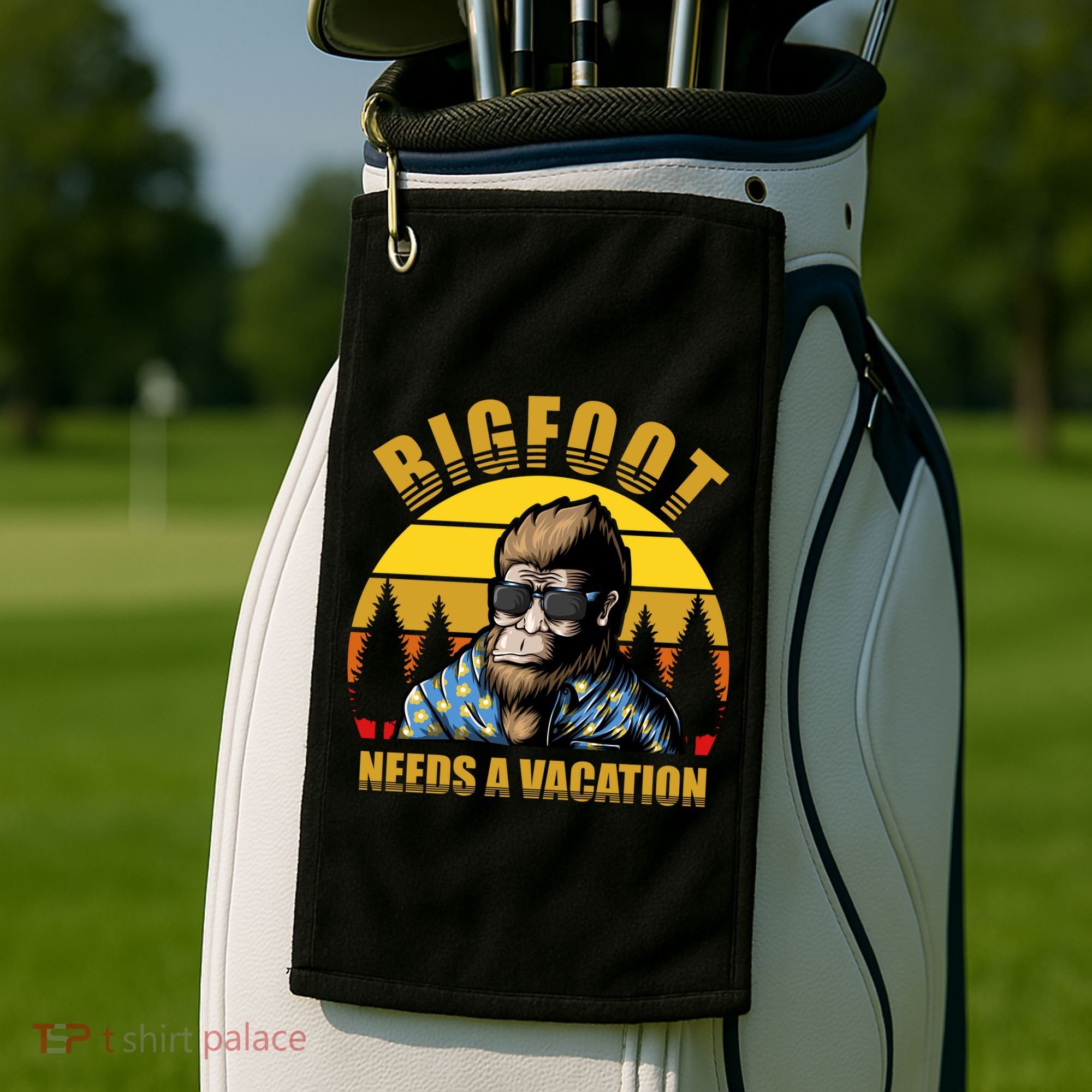 Bigfoot Needs A Vacation Golf Towel