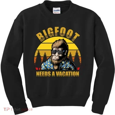 Bigfoot Needs A Vacation Kids Sweatshirt