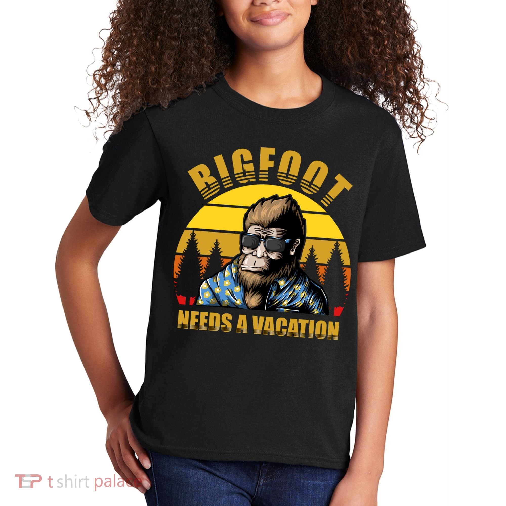 Bigfoot Needs A Vacation Kids T-Shirt
