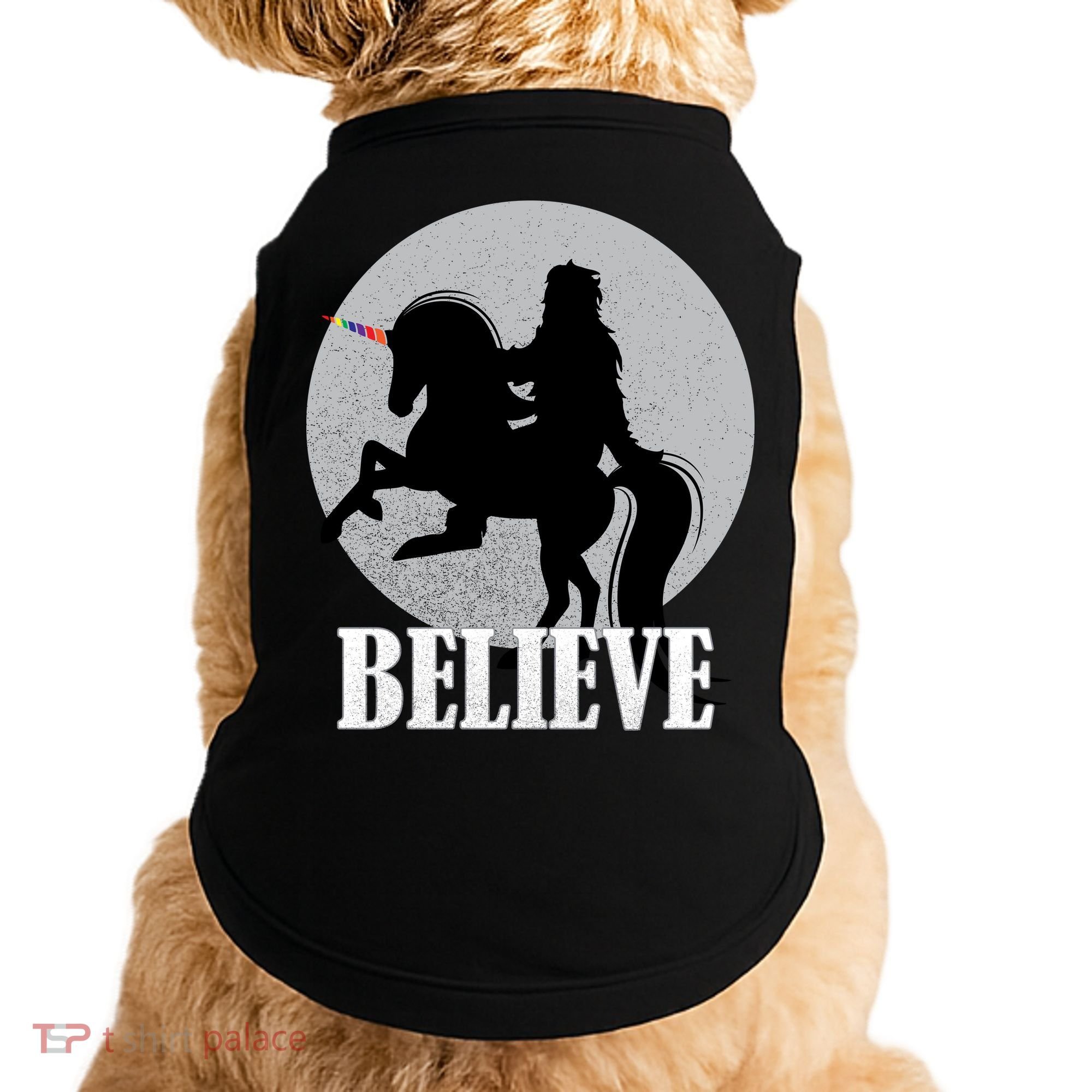 Bigfoot Riding Unicorn Believe Doggie Tank