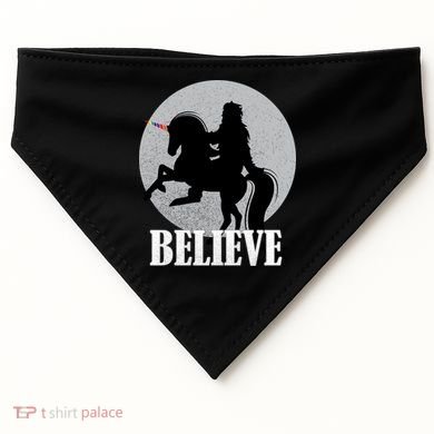 Bigfoot Riding Unicorn Believe USA-Made Doggie Bandana