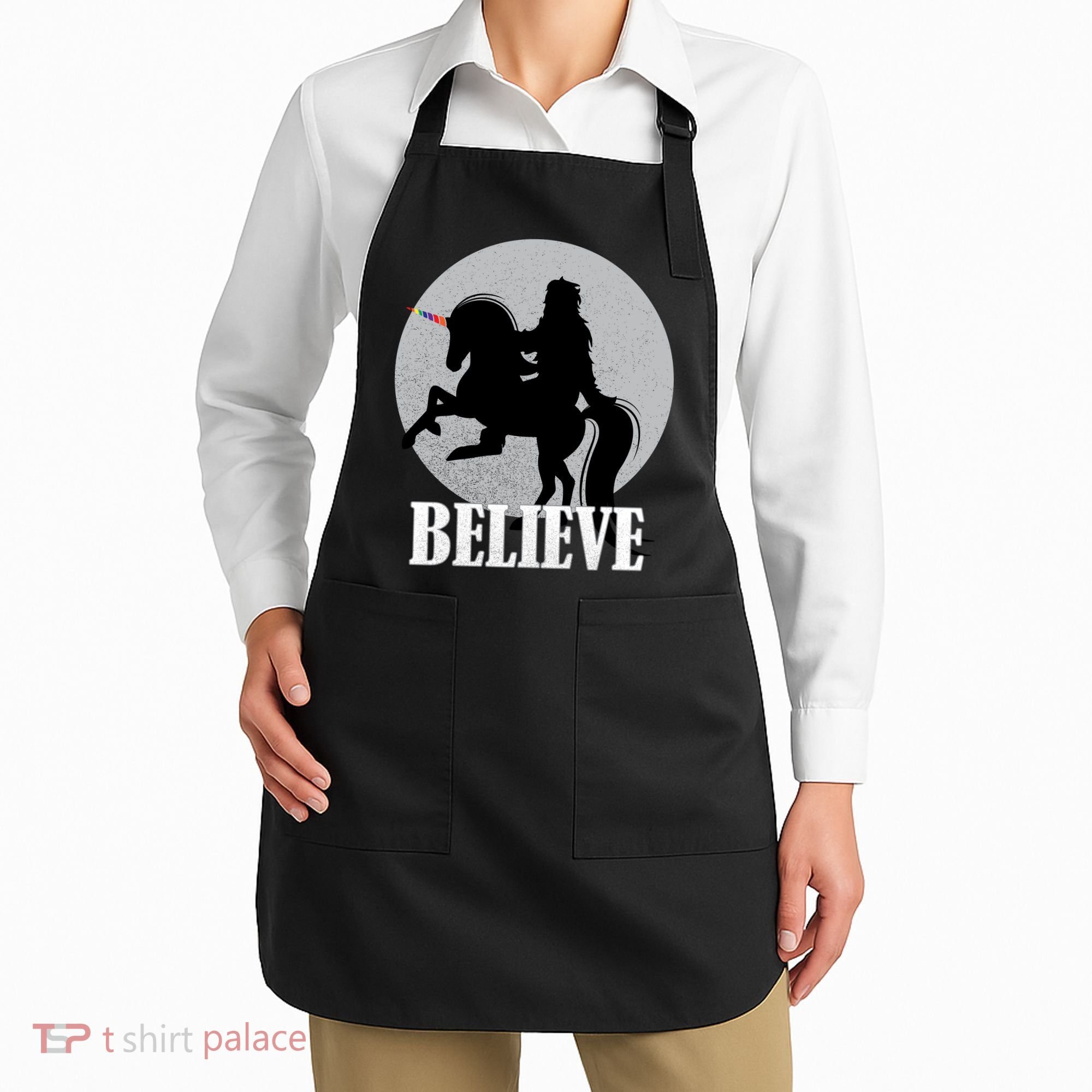 Bigfoot Riding Unicorn Believe Apron