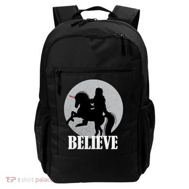 Bigfoot Riding Unicorn Believe Backpack