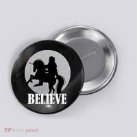 Bigfoot Riding Unicorn Believe Button thumb 0