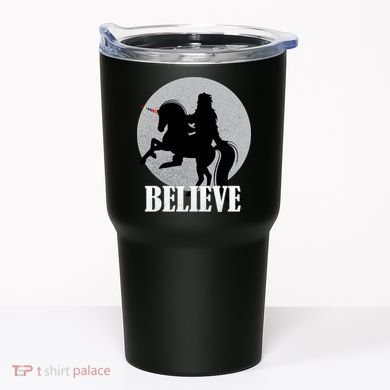 Bigfoot Riding Unicorn Believe Tumbler