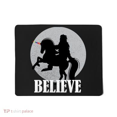 Bigfoot Riding Unicorn Believe Mousepad