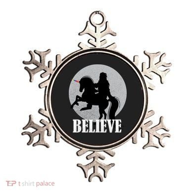 Bigfoot Riding Unicorn Believe Ornament