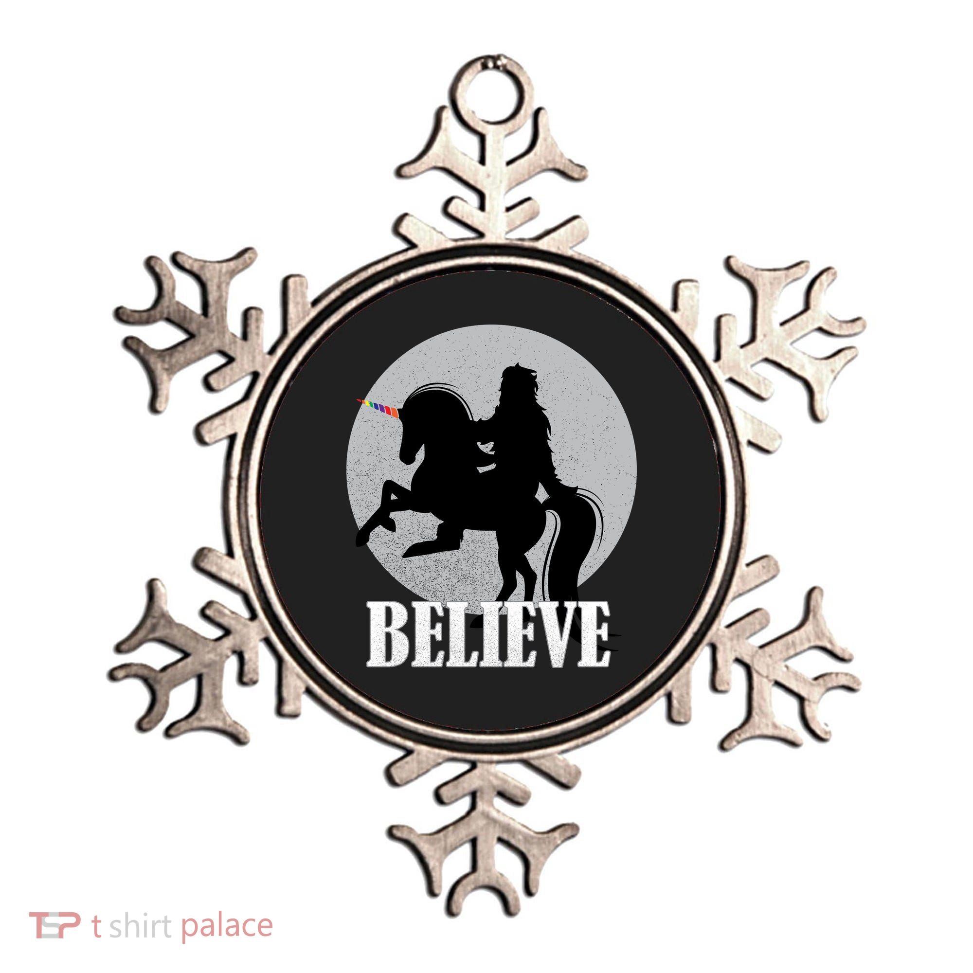 Bigfoot Riding Unicorn Believe Ornament