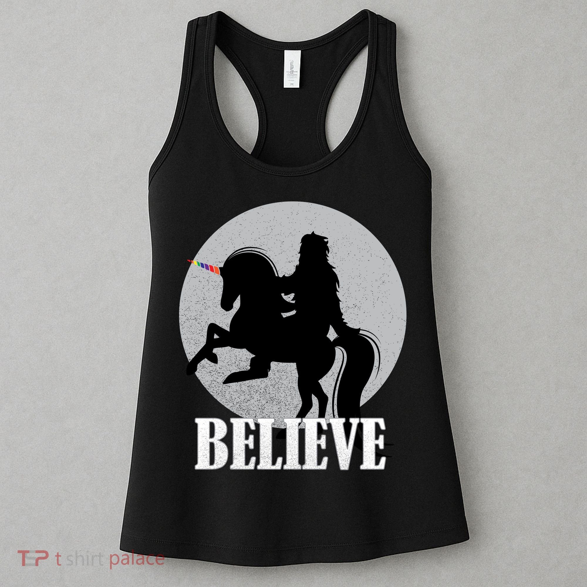 Bigfoot Riding Unicorn Believe Women's Tank Top