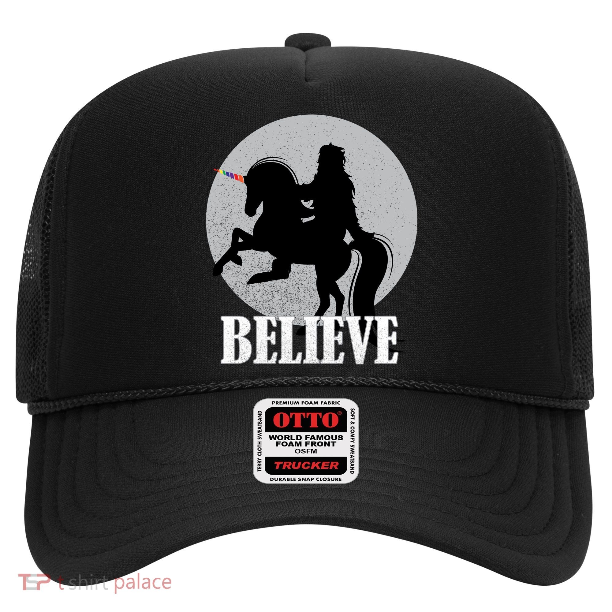 Bigfoot Riding Unicorn Believe Hat