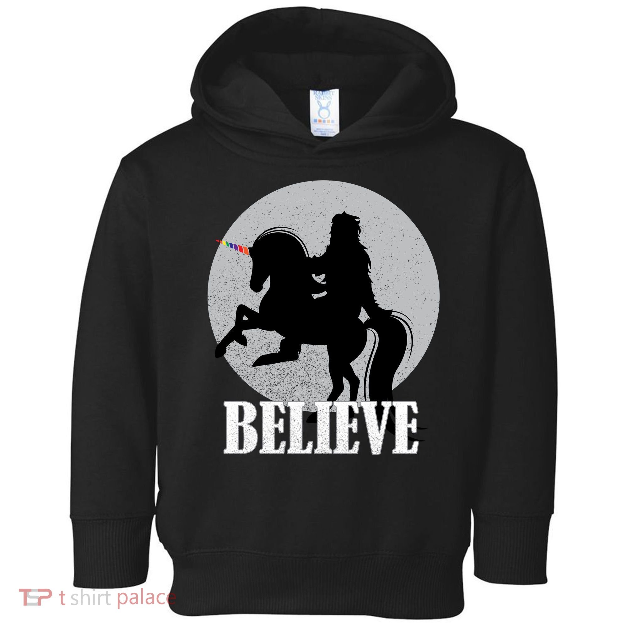 Bigfoot Riding Unicorn Believe Toddler Hoodie