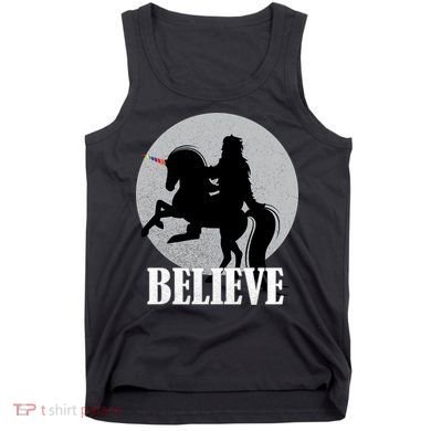 Bigfoot Riding Unicorn Believe Tank Top