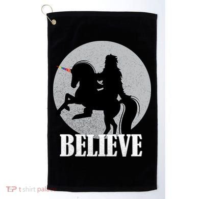 Bigfoot Riding Unicorn Believe Golf Towel
