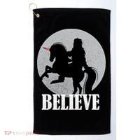 Bigfoot Riding Unicorn Believe Golf Towel thumb 0