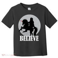 Bigfoot Riding Unicorn Believe Toddler T-Shirt thumb 0