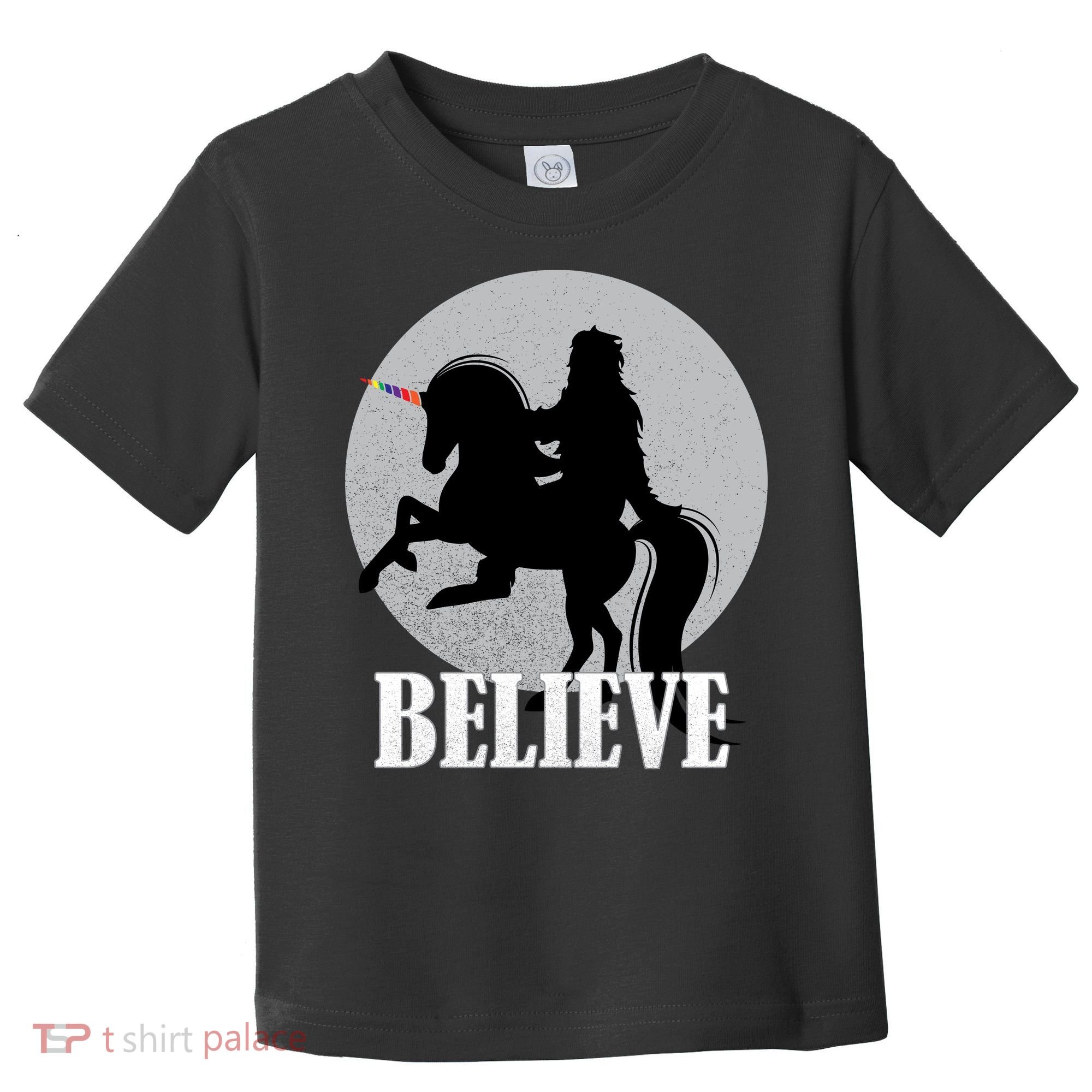Bigfoot Riding Unicorn Believe Toddler T-Shirt