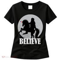 Bigfoot Riding Unicorn Believe Women's T-Shirt thumb 0