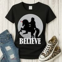 Bigfoot Riding Unicorn Believe Women's T-Shirt thumb 3