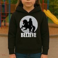 Bigfoot Riding Unicorn Believe Kids Hoodie thumb 3