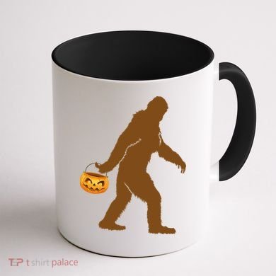Bigfoot Sasquatch Halloween Pumpkin Coffee Mug back