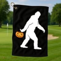 Bigfoot Sasquatch Halloween Pumpkin Golf Towel thumb 1