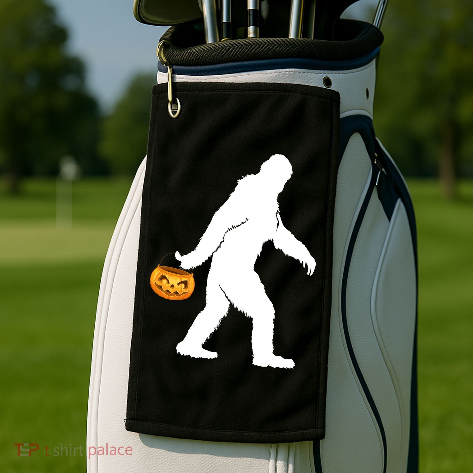 Bigfoot Sasquatch Halloween Pumpkin Golf Towel