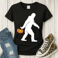 Bigfoot Sasquatch Halloween Pumpkin Women's T-Shirt thumb 3