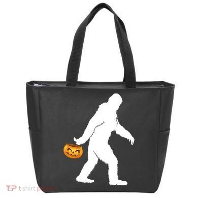 Bigfoot Sasquatch Halloween Pumpkin Tote Bag