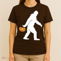 Bigfoot Sasquatch Halloween Pumpkin T-Shirt thumb 4