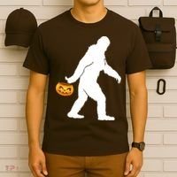 Bigfoot Sasquatch Halloween Pumpkin T-Shirt thumb 6