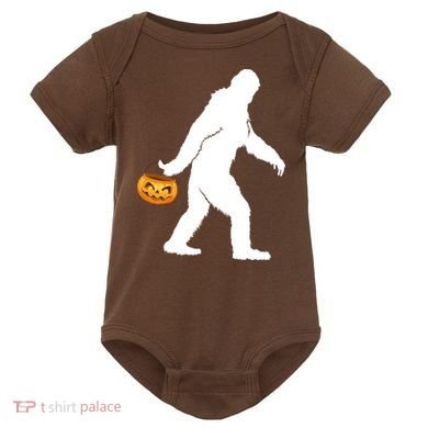 Bigfoot Sasquatch Halloween Pumpkin Baby Bodysuit