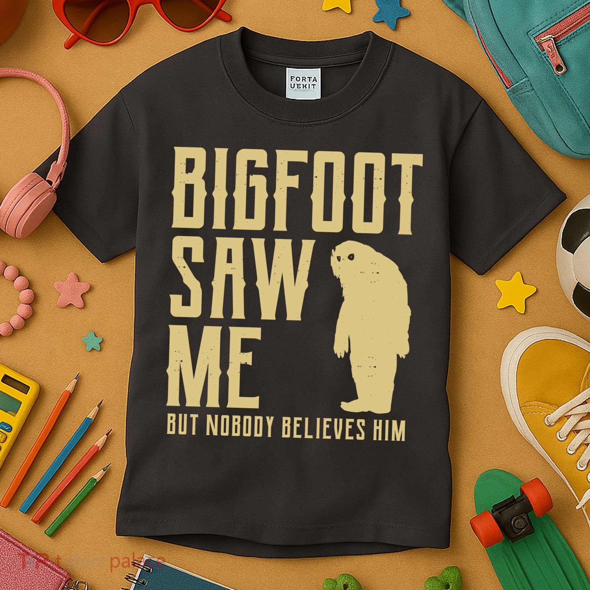 Bigfoot Saw Me But Nobody Believes Him Kids T-Shirt