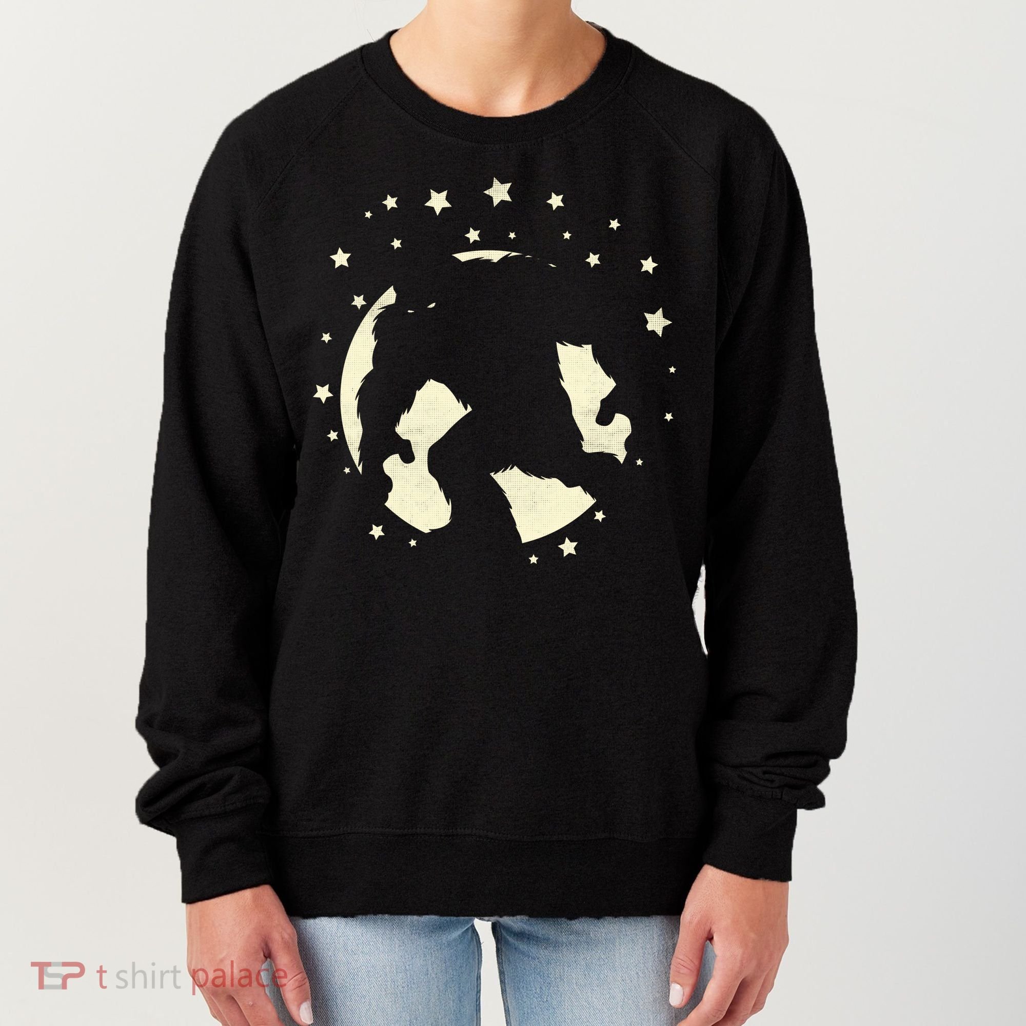 Bigfoot Silhouette Moon Stars Women's Sweatshirt