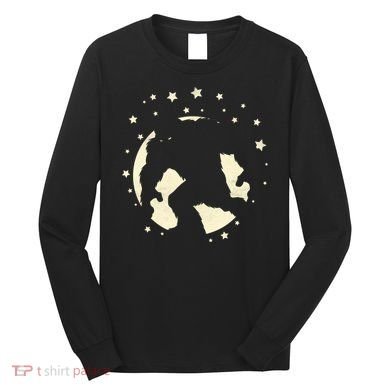 Bigfoot Silhouette Moon Stars Long Sleeve Shirt