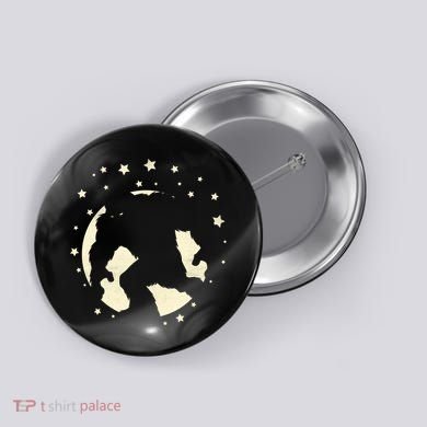 Bigfoot Silhouette Moon Stars Button