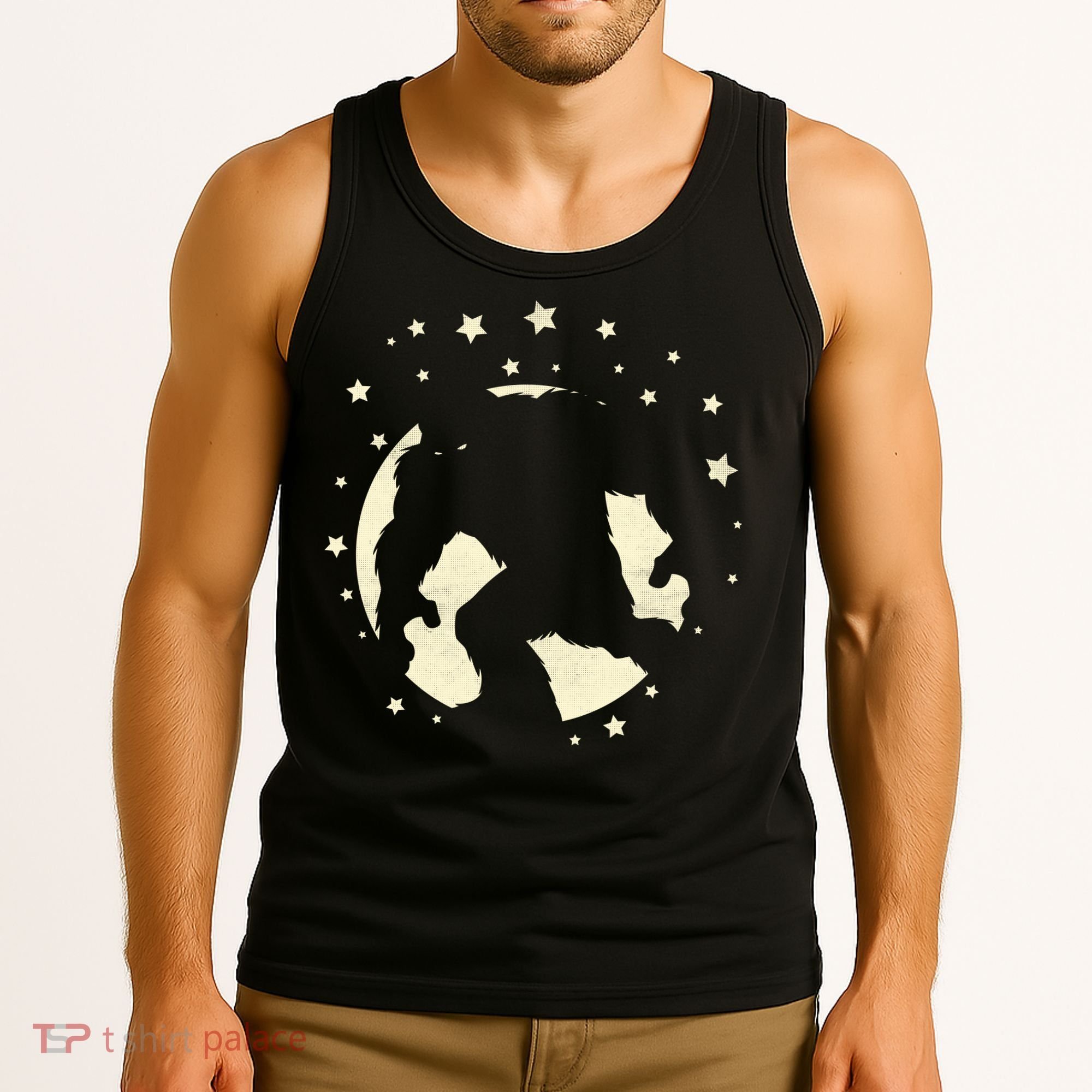 Bigfoot Silhouette Moon Stars Tank Top