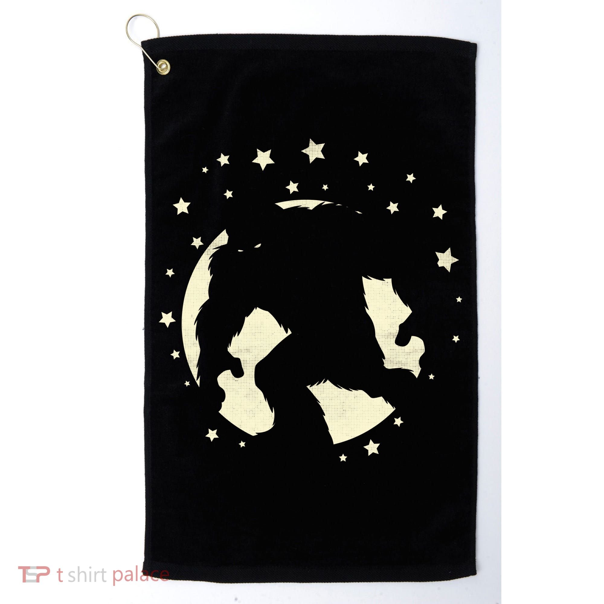 Bigfoot Silhouette Moon Stars Golf Towel