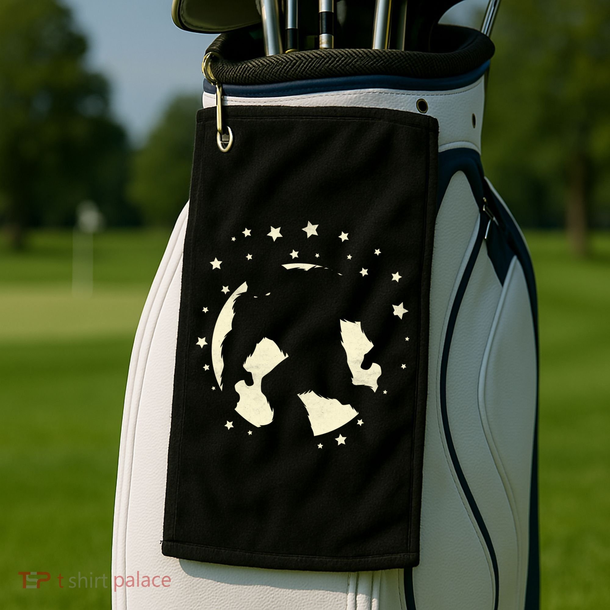 Bigfoot Silhouette Moon Stars Golf Towel