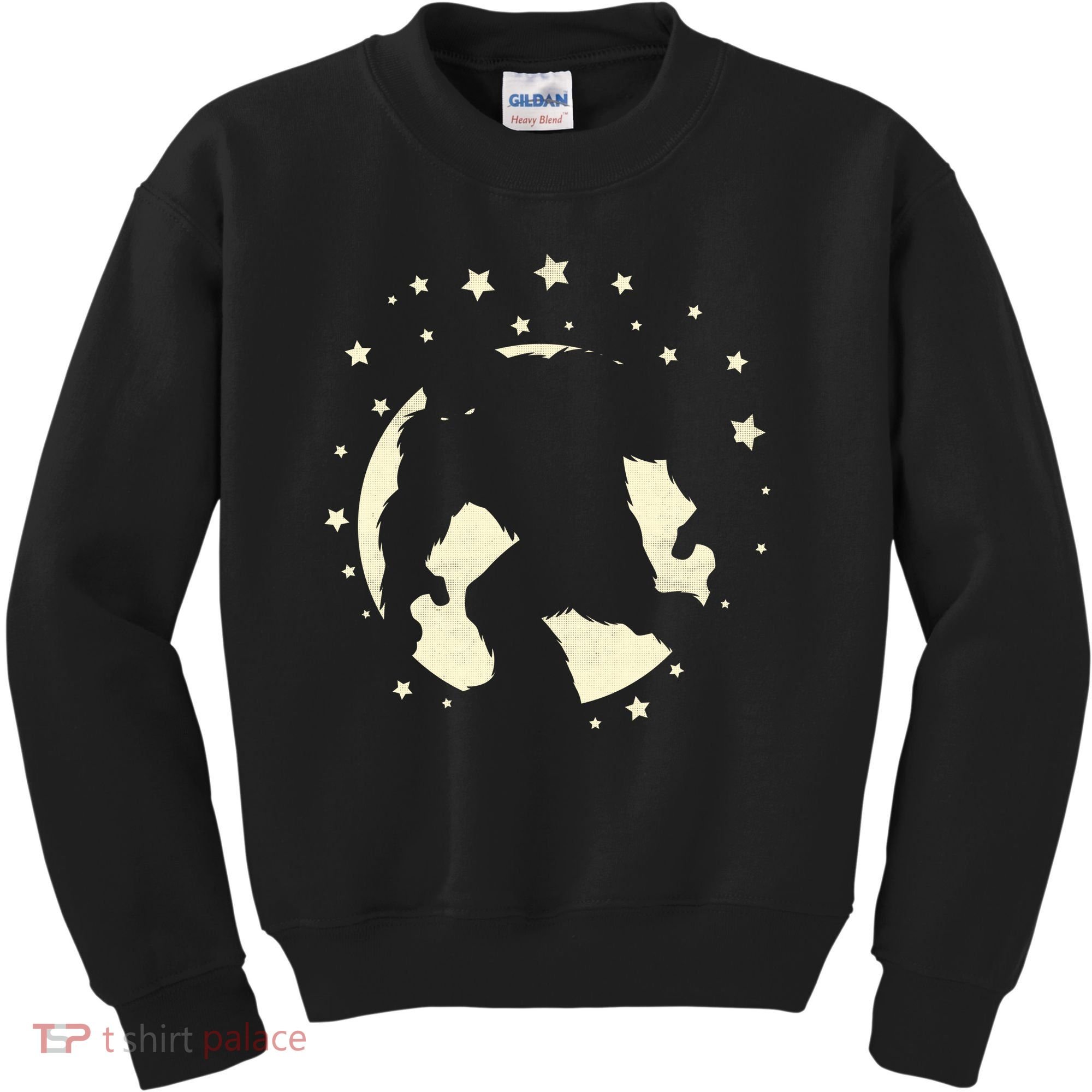 Bigfoot Silhouette Moon Stars Kids Sweatshirt