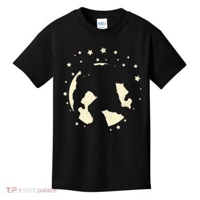 Bigfoot Silhouette Moon Stars Kids T-Shirt