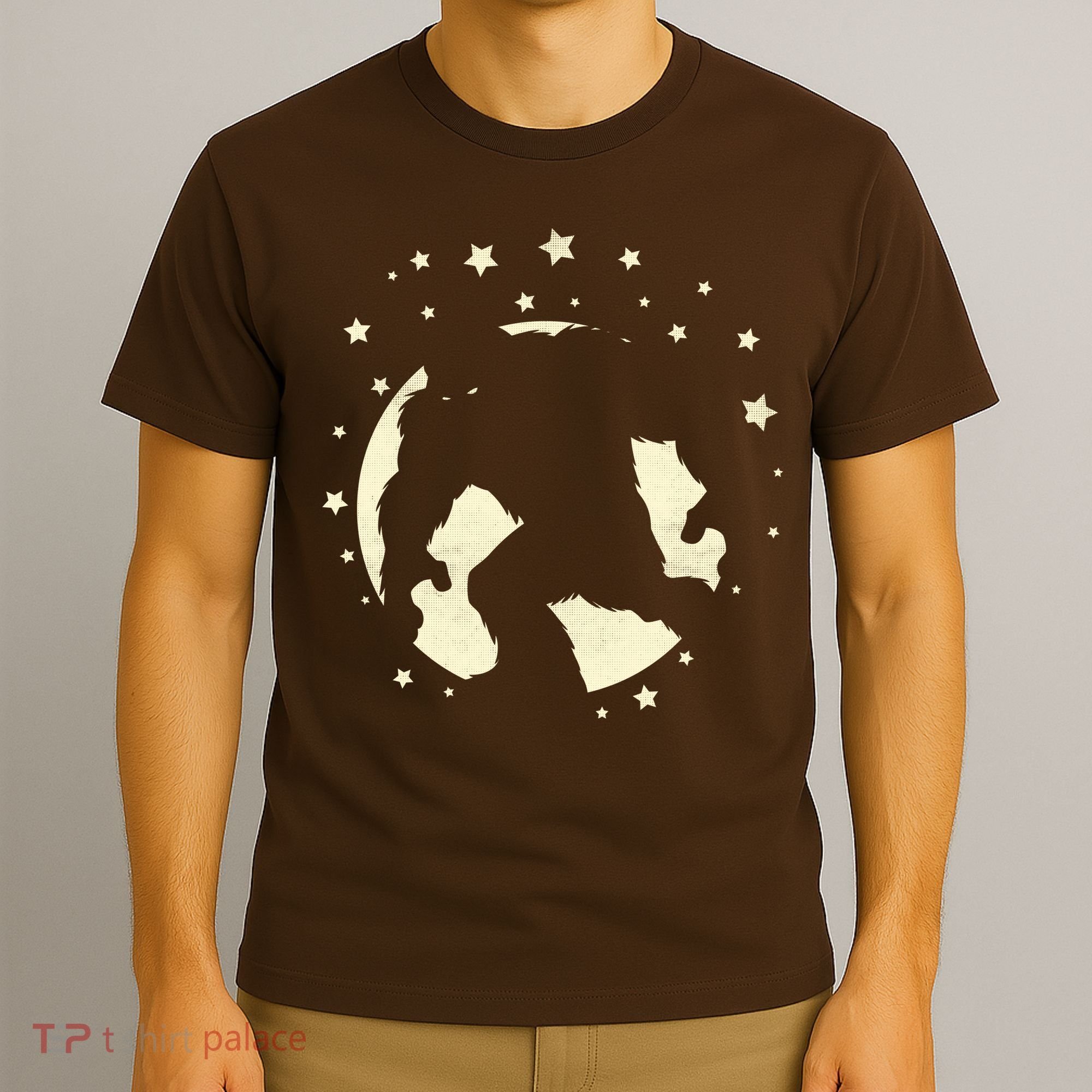 Bigfoot Silhouette Moon Stars T-Shirt