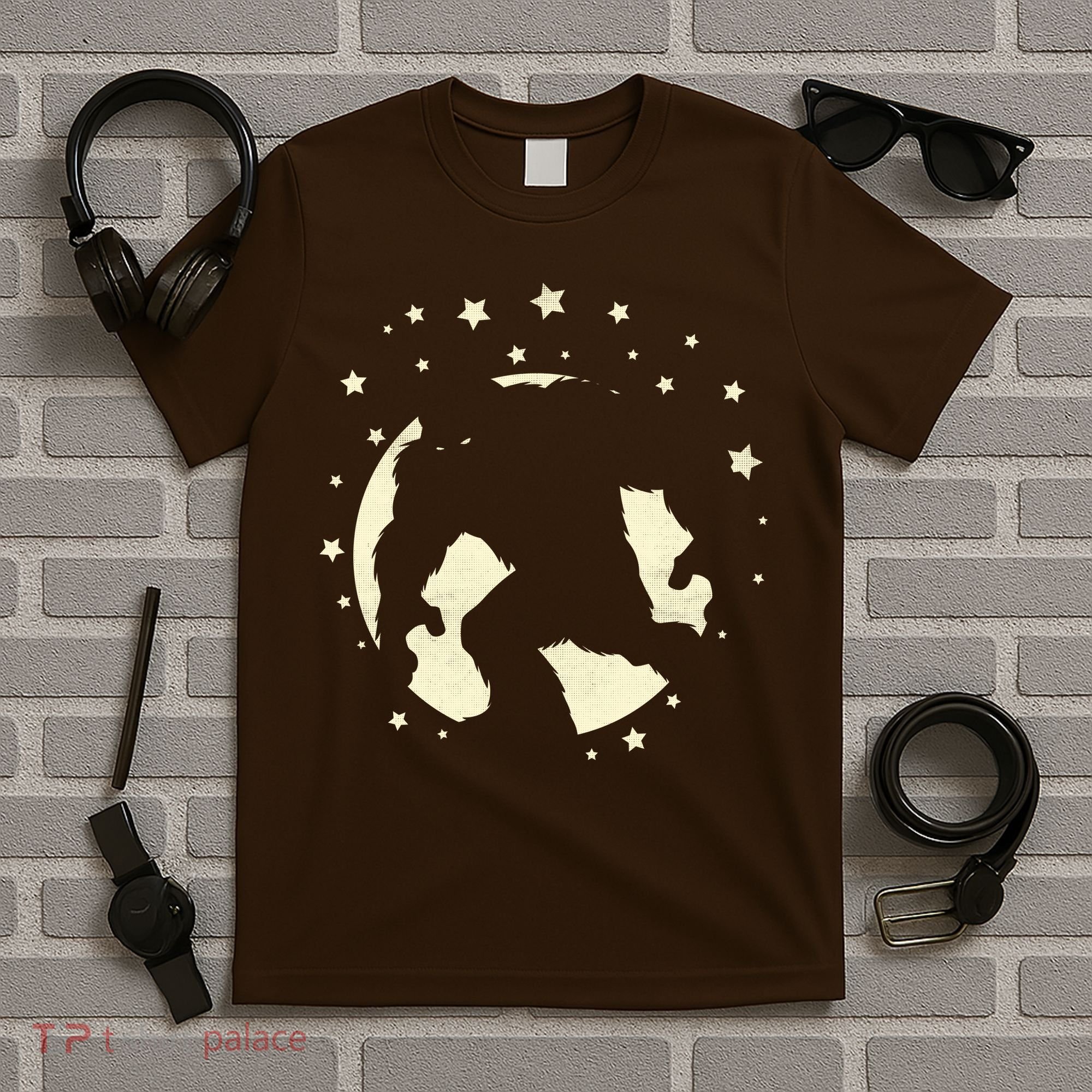 Bigfoot Silhouette Moon Stars T-Shirt