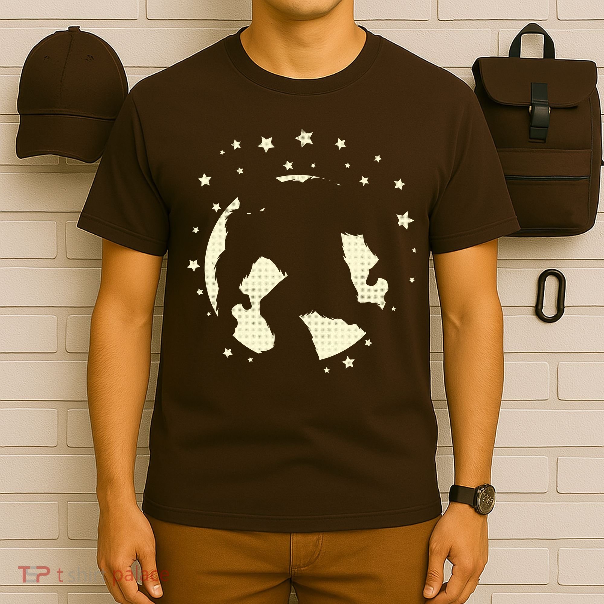 Bigfoot Silhouette Moon Stars T-Shirt