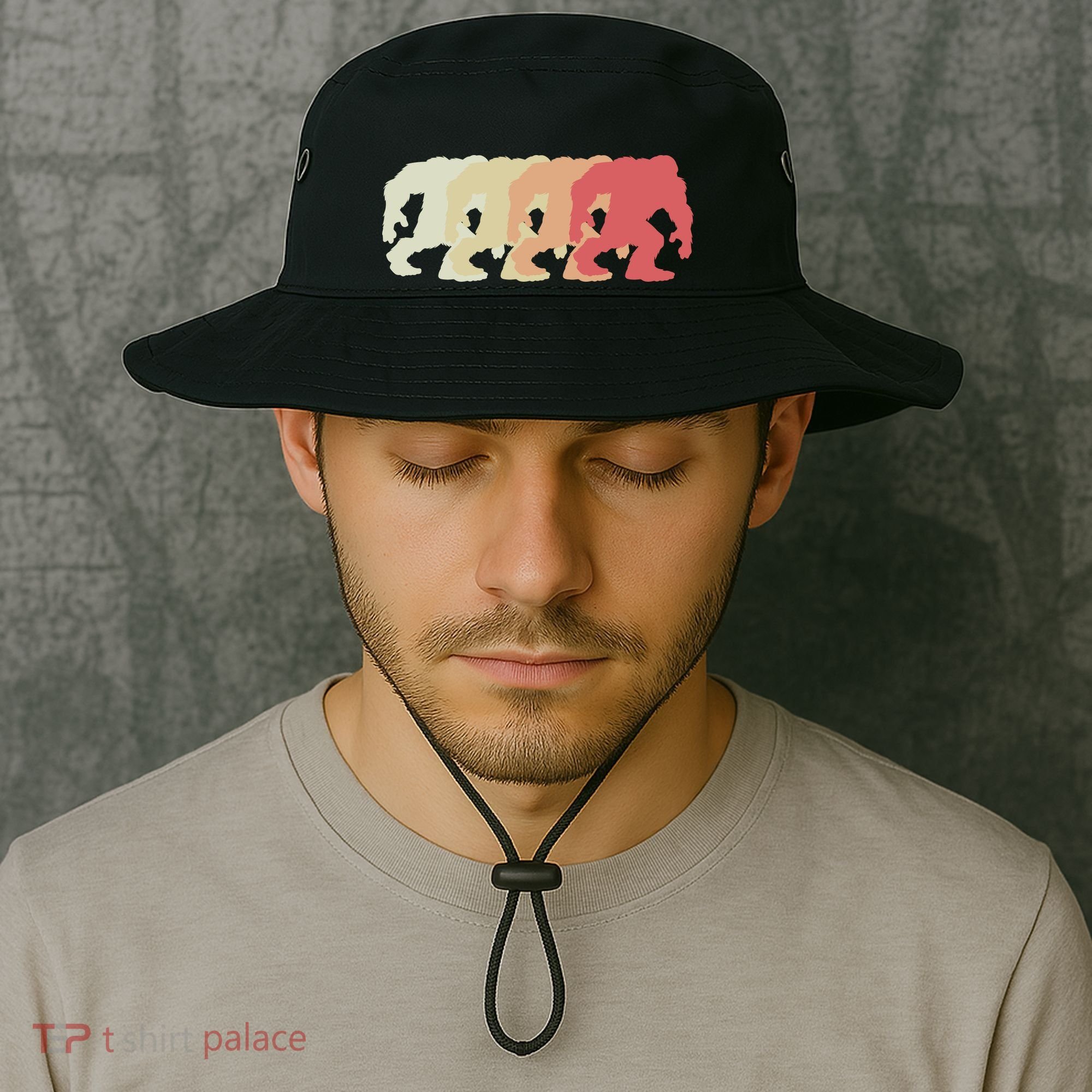 Bigfoot Silhouette Retro Sasquatch Bucket Hat